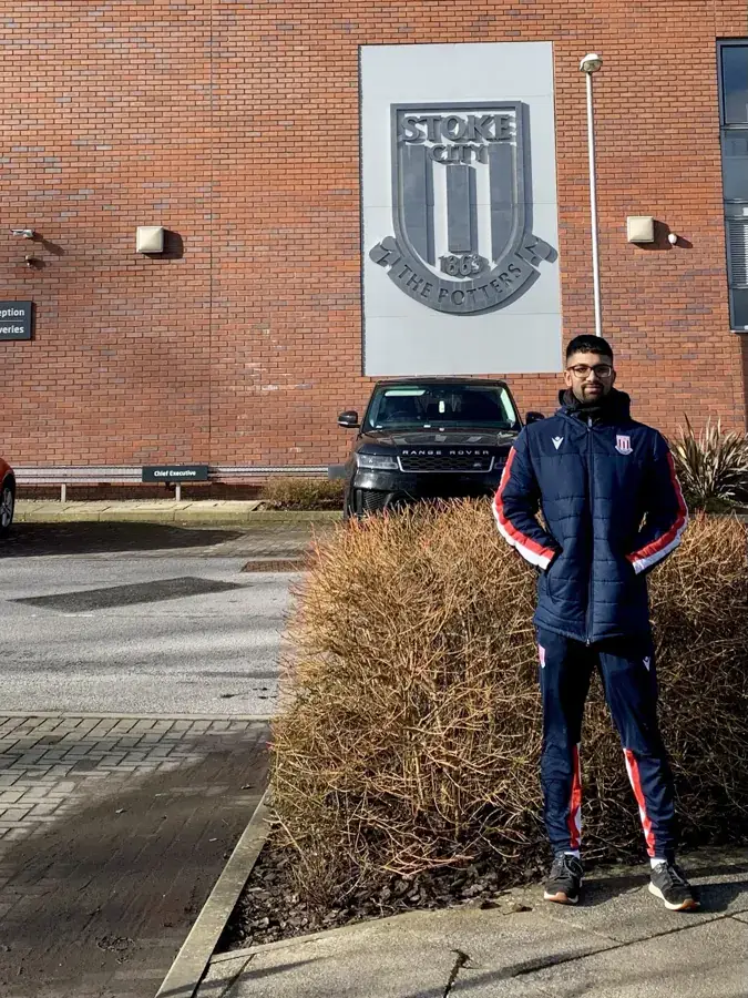 Farhan at Stoke City's training ground